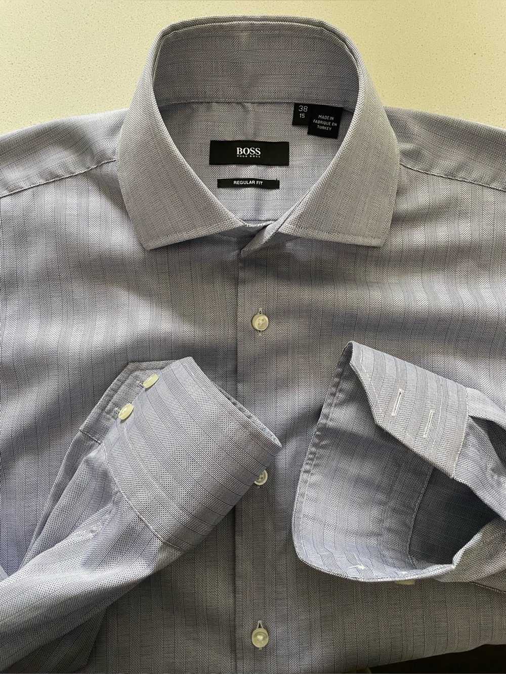 Hugo Boss - all cotton blue dresses shirt Size 38 (15”neck)